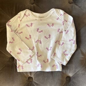 White long sleeve with purple design